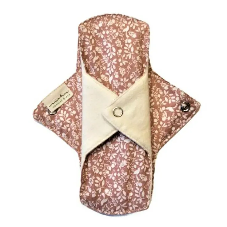 Salvaslip de tela ecológico talla S – cobertura estándar floral pink nüshu