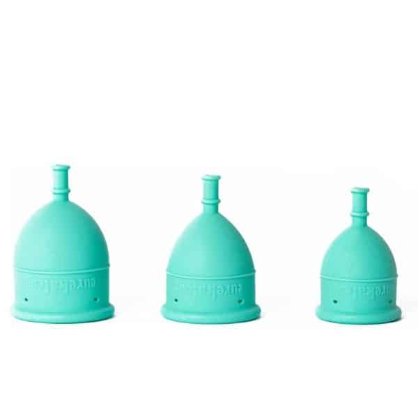 Copa menstrual eureka cup, menstruació sostenible. Talles disponibles de la copa menstrual.